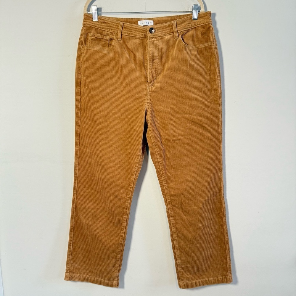 LOFT Camel Cotton/Corduroy Trousers, Size 14